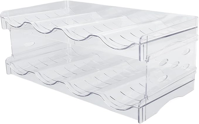 Pilipane Stackable Water Bottle Organizer Double Layer Transparent Plastic Desktop Cup Storage Rack for Kitchen Cabinet Space Saving Durable Stylish Functional (4 Bottles Per Shelf)
