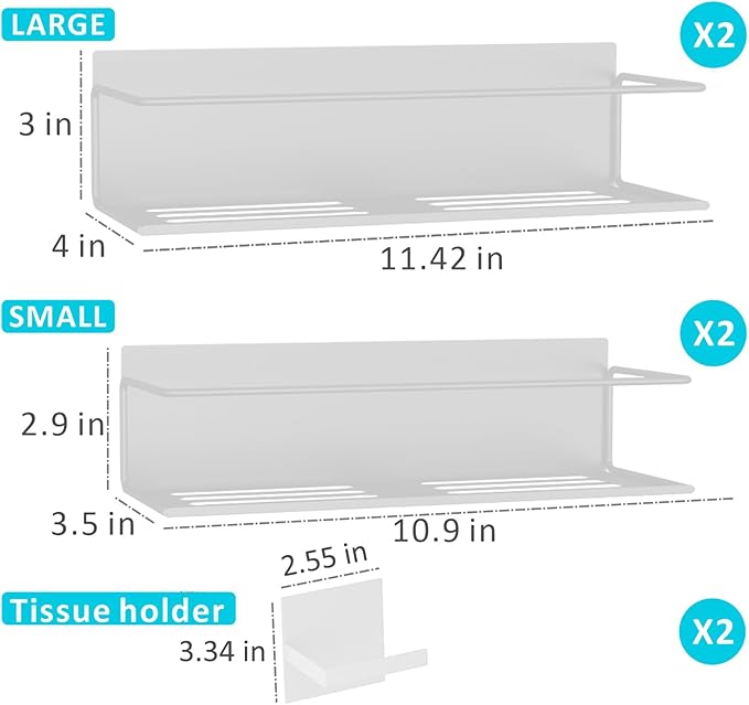 Magnetic Spice Rack For Refrigerator, Space Saving Magnetic Shelf For Fridge White 4 Pack With Magnetic Paper Towel Holder