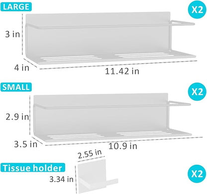 Magnetic Spice Rack For Refrigerator, Space Saving Magnetic Shelf For Fridge White 4 Pack With Magnetic Paper Towel Holder