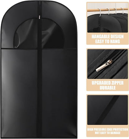 Kimmama Dress Bags for Gowns, Garment Bags for Hanging Clothes, Garment Protector Cover for Wedding Dress, Suit, Dance Costumes, Coat, PEVA, Black, 23.6" x 43.3"