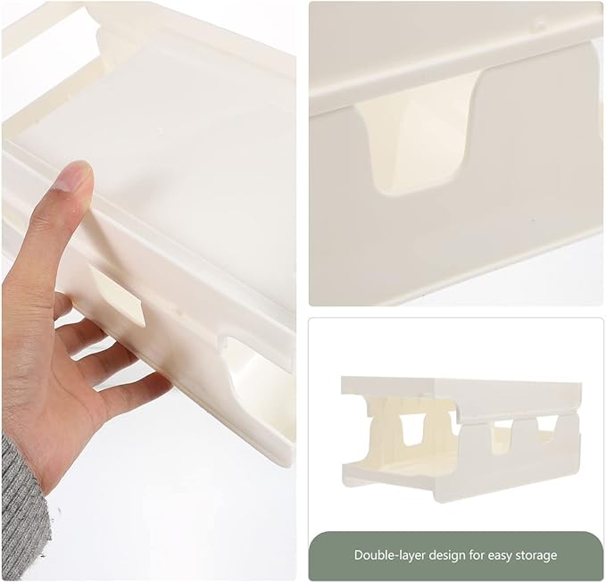 SHERCHPRY Refrigerator Refrigerators Organizer Bins Soda Can Dispenser Holder Stacking Drink Dispenser Holders Plastic Canned Food Pantry Storage Rack White Food Containers