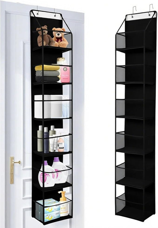 6-Tier Over The Door Hanging Organizer - Multi-Purpose Closet Storage Shelf for Bathroom, Bedroom, Nursery, Pantry(Black)