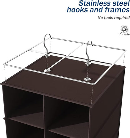 Libeder Hanging Shoe Organizer for Closet, Hanging Closet Organizers 20 Section Shoe Shelves, Space Saving Shoe Holder & Storage, Coffee, 12''W×12''Dx 50''H