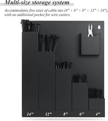 Cable Tie Holder, Cable Tie Organizer Fits Various Lengths of Zip Ties, Zip Tie Holder for Workshop, Shed, Garage, Home
