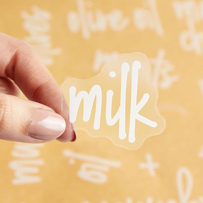 Talented Kitchen Labels for Storage Bins - 158 Count, White Script Vinyl - Removable Waterproof Labels for Food Containers & Pantry, Kitchen & Freezer Organization
