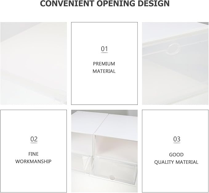 Thickened Plastic Shoe Storage Organizer Box with White Frame, Waterproof Dustproof Home Shoe Holder Case for Women, 4pcs