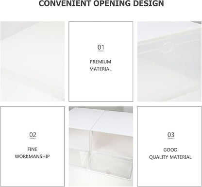 Thickened Plastic Shoe Storage Organizer Box with White Frame, Waterproof Dustproof Home Shoe Holder Case for Women, 4pcs