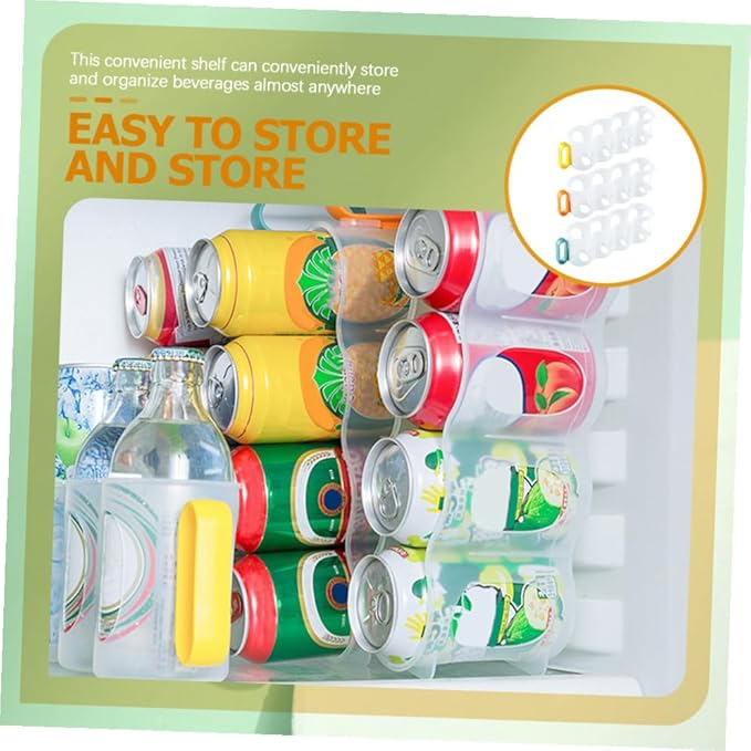 ULTECHNOVO 3pcs Portable Soda Can Organizer Refrigerator Shelf Beer Can Holder with Carrier Handle for Juice Drink Beer Fridge Storage Sliding Rack