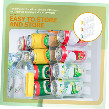 ULTECHNOVO 3pcs Portable Soda Can Organizer Refrigerator Shelf Beer Can Holder with Carrier Handle for Juice Drink Beer Fridge Storage Sliding Rack