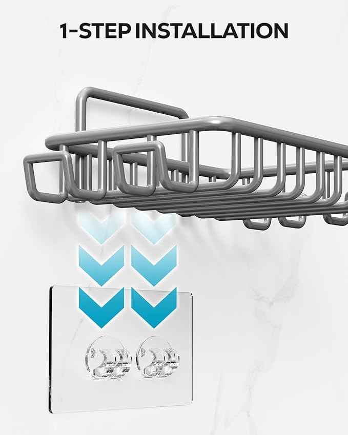 Nieifi Bar Soap Holder for Shower Wall with 4 Hooks, Stainless Steel Adhesive Soap Dish for Bathroom, Gray