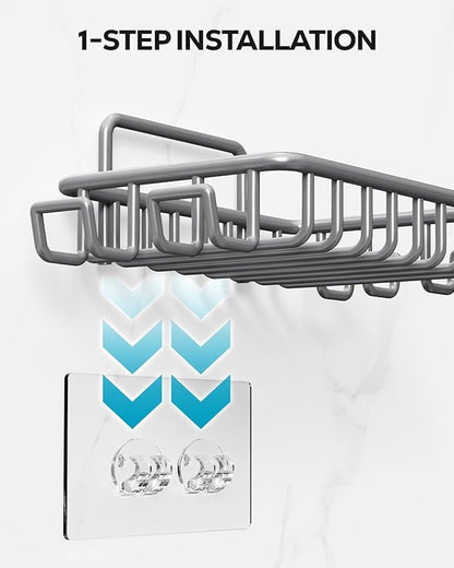 Nieifi Bar Soap Holder for Shower Wall with 4 Hooks, Stainless Steel Adhesive Soap Dish for Bathroom, Gray