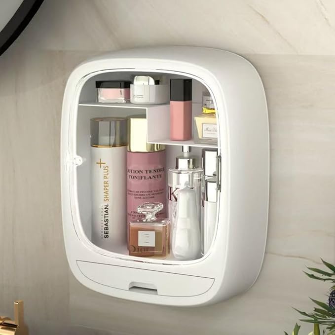 Makeup Organizer Shelf,Wall-Hanging Cosmetics Organizer and Storage Box,Cosmetic Display Cases,Wall-Mounted Storage Rack for Cosmetics,Skincare and Hair Accessorie