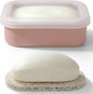 AIMAIAIMAI Compact Leakproof Travel Soap Case, Silicone Travel Soap Container, Portable Soap Box with Drainage Layer, Shatterproof Soap Holder for Bathroom, Gym (Pink)
