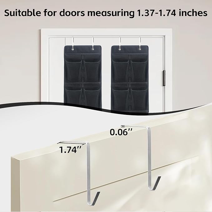 PVWSG Over The Door Shoe Organizer, 14 Large Mesh Pockets Hanging Shoe Rack for Closet Organizers and Storage, 2-pack (black)