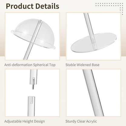 OMISTAR 2 Pcs Clear Acrylic Hat Stands, 7.9" 15.7" High Cowboy Hat Holders, Transparent Hat Display Stands, Transparent Wig Cap Racks for Salons, Vendors, Retail