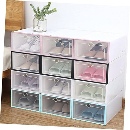 Happyyami 6pcs Thickened Shoe Boxes Storage Organizers Plastic Shoe Container Storage Bin Keep Home Kitchen Office Tidy