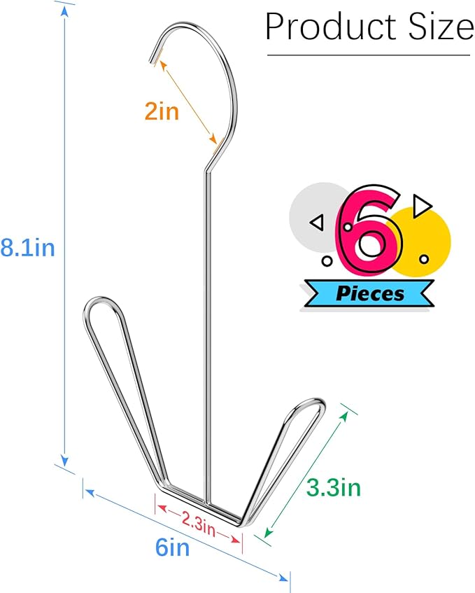 6 Pcs Shoes Hanger Drying Rack Stainless Steel Shoes Display Hook Space Saving Shoes Holder Organizer Closet Drying Shelf for Hanging Boots Slippers Sneakers