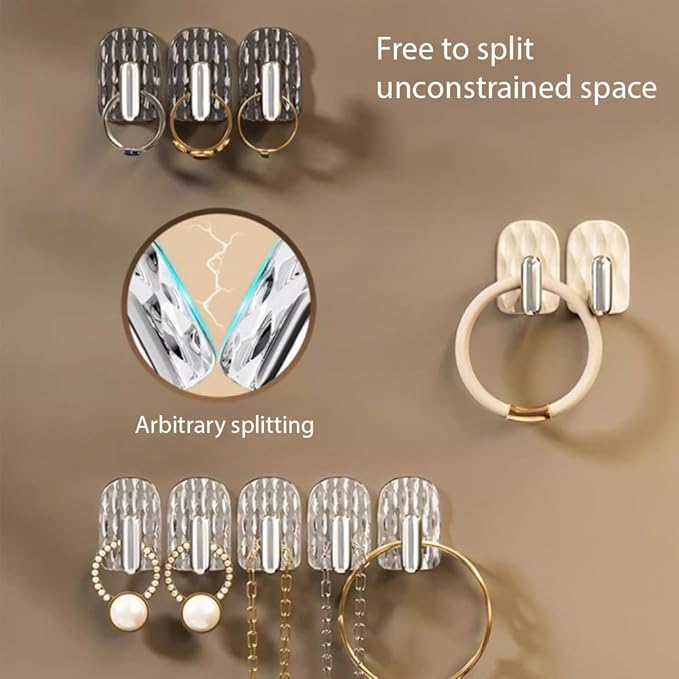 Wall Hanging Jewelry Organizer, Necklace hooks, Self adhesive Necklace Holder, Jewelry Hooks for Bracelets, Earrings and Rings (Clear-30hooks)
