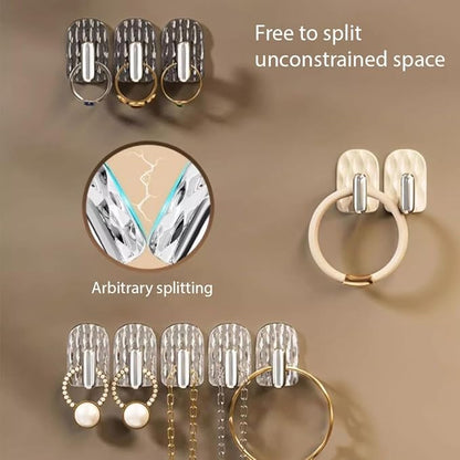 Wall Hanging Jewelry Organizer, Necklace hooks, Self adhesive Necklace Holder, Jewelry Hooks for Bracelets, Earrings and Rings (Clear-30hooks)
