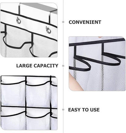 Veemoon 28-pocket over Door Storage Bag White Mesh Organizer Large Capacity Hanging Closet Door Organizer for Shoes and Accessories Space-saving Hanging Storage for Entryway and Home