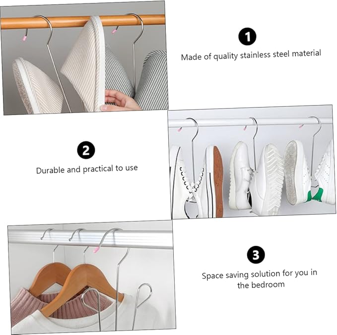 2pcs Stainless Steel Shoe Drying Rack Non-Slip Hanging Shoe Organizer for Balcony and Closet Heavy Duty Windproof Design