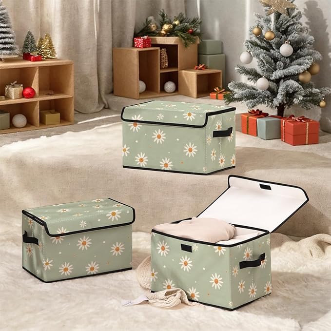 Stackable Clothes Storage Bins with Lids,Closet Organizers Fabric Cat Printing Box for Home and Office,Blanket Clothes Organizers,Under Bed Storage Containers 3 Pack.