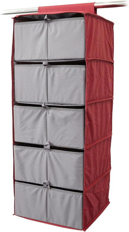 Covermates Keepsakes Hanging Closet Organizer Set - Heavy Duty Material, Sturdy Interior Shelves, Includes Trays with Dividers - Closet Storage, Scarlett Red
