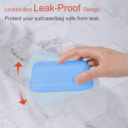 Quatish 2 Pack Travel Soap Container, Portable Soap Holder with Lid, Travel Bar Soap Holder, Soap Case for Camping Gym Travel, Soap Box for Bathroom,Denimblue