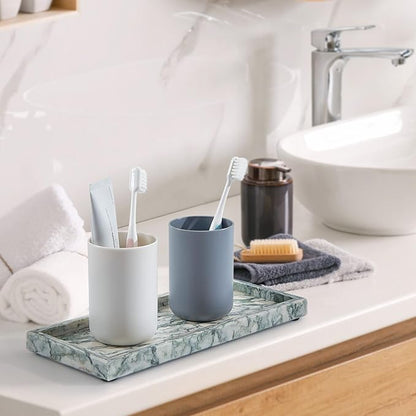 Natural Marble Vanity Tray, Luxury Stone Organizer for Bathroom & Kitchen Counter | Holds Soap Dispenser, Jewelry, Perfume | Non-Resin, Non-Ceramic Décor