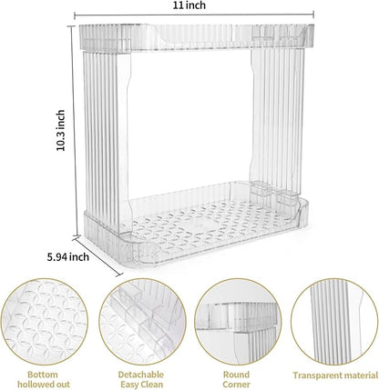 Ayswupt Acrylic 2 Tier Bathroom Counter Organizer,Makeup Organizer for Vanity,Clear Organizer Shelf for Kitchen Sink Countertop Storage,Perfume Tray for Dresser,Decor Tray for Skincare Cosmetics