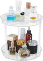 Perfume Organizer 360 Rotating Cosmetic Storage Box Transparent Acrylic Swivel Shelf Desktop Skin Care Dresser Finishing 2 Tiers Clear Perfumes Holder Display Rack Skincare Organization