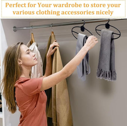 AHANDMAKER 10 Pcs Black Scarf Hanger, Oval Scarf Hanger Ring Tie Scarf Holder Organizer Space Saving Plastic Hanging Scarf Hanger, for Shop Home Scarves Headscarves Sorting Storaging, 8.7 Inch