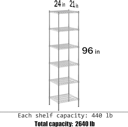 21" Deep x 24" Wide x 96" Height Wire Shelving Kit | 6-Tier | NSF Commercial Storage Rack Unit