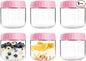 Overnight Oats Containers with Lids, 10oz Wide Mouth Mason Jars with Lids, 6 Pack Glass Jars with Airtight lid for Chia Pudding Yogurt Salad, Meal Prer Oatmeal Jars, Pink