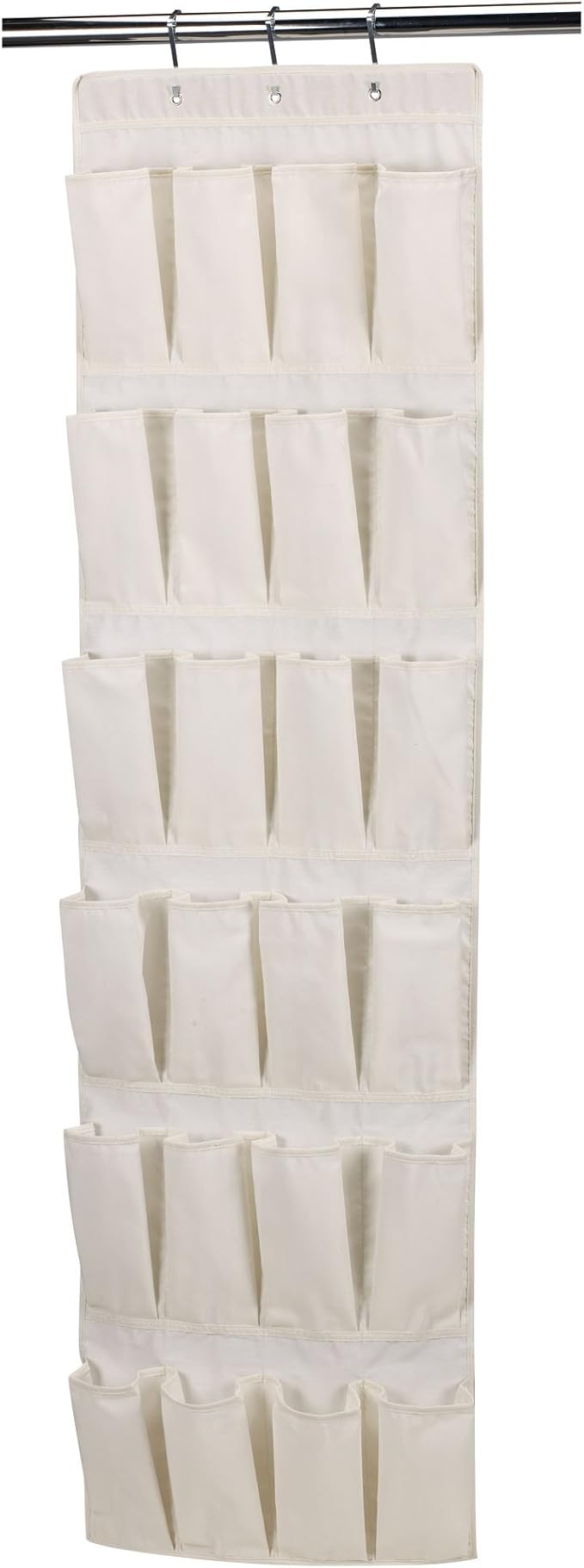 Household Essentials Over The Door 24 Packet Shoe Storage Organizer, Natural Canvas