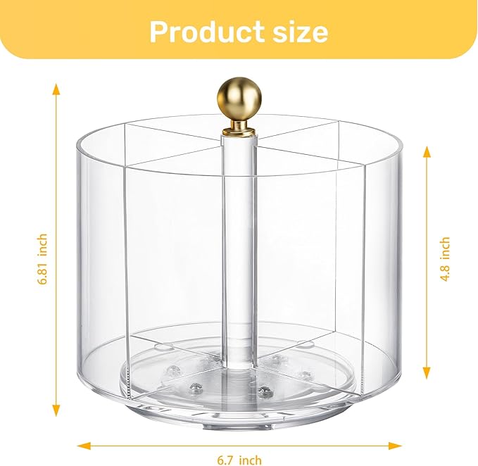 360° Rotating Acrylic Utensil Caddy, Silverware Caddy Countertop, Flatware Cutlery Holder with 4 Compartment