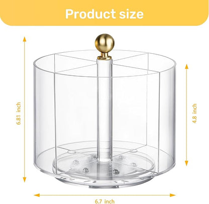 360° Rotating Acrylic Utensil Caddy, Silverware Caddy Countertop, Flatware Cutlery Holder with 4 Compartment