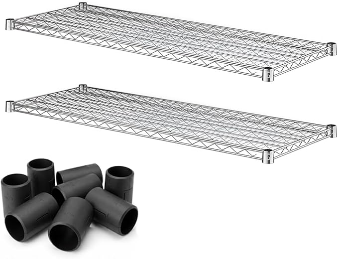 2 Pack Chrome Additional Wire Shelf for 18" x 48" Shelving Units, Replacement Shelves for Wire Rack