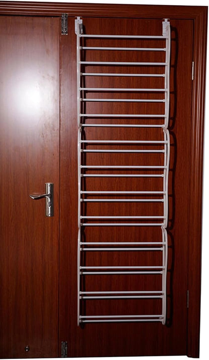 Over The Door Shoe Organizer, Hanging Shoe Rack, Behind The Door Storage, 12 Layers, Holds up to 24 Pairs, Saving Space, Easy to Assemble, Wall-Mounted Shoes Rack for Dorm, Apartment, Entryway, White