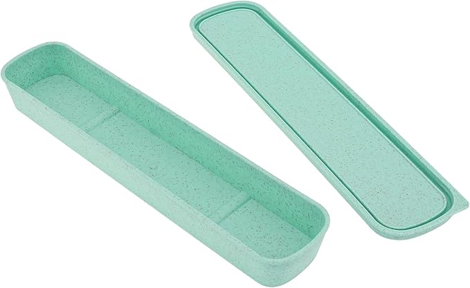 1pcs Portable Flatware Box Travel Tableware Storage Case Box, Utensil Case Flatware Storage Box for Cutlery Kit, 9.84 x 2.40 inch (Green)