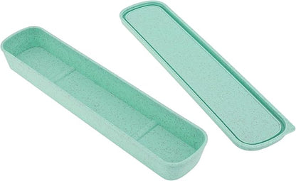 1pcs Portable Flatware Box Travel Tableware Storage Case Box, Utensil Case Flatware Storage Box for Cutlery Kit, 9.84 x 2.40 inch (Green)