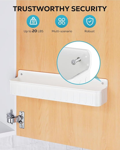 Nieifi Spice Rack Wall Mount, Spice Organizer for Spice Jars, Screw or Adhesive Hanging Organizer for Kitchen Cabinet or Pantry Door, 4 Pack, White, ABS Plastic