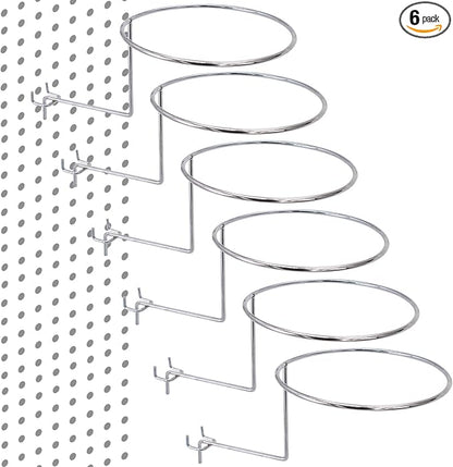 Cuyacili 6PCS Pegboard Hat Holder Hanger Helmet Rack Wall Mount Holder for Pegboard Wall Organizer Hat Home Storage Rack Hat Organizer for Shop Office Yard Gardens Wall Display Hats Ball Bag