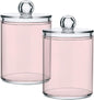 Misty Rose Pink Qtip Dispenser Apothecary Jars Bathroom Qtip Holder Storage Canister 10 Oz Plastic Jar for Cotton Ball Swab Round Pads Floss 2pcs