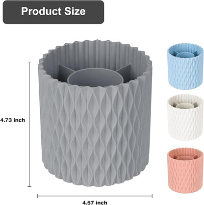 Makeup Brush Holder Organizer-360° Rotating Makeup Brush Storage,Pencil Pen Holder Cup,Desk Accessories,5 Slot Make up Brushes Cup, for Vanity Desktop Bathroom Countertop (Grey)