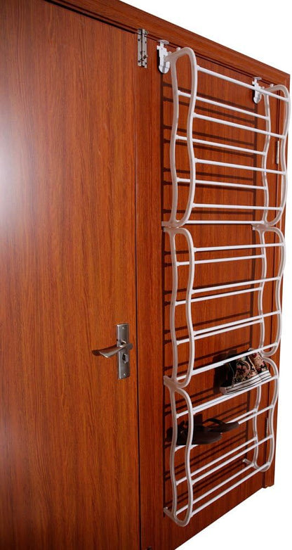 Wall Hanging Shelf Storage Shoe Organizer,Over the Door Shoe Organizer, Holds up to 36 Pairs of Shoes,12 Layers 36 Pair Shoes Wall Hanging Shelf Storage Shoe Organizer, Fold-up Non-slip Bars, White