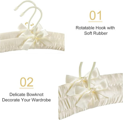TOPIA HANGER Padded Hangers for Women Clothing,17-inch Satin Hangers 10 Pack Thick Foam Padded No Shoulder Bump for Sweaters, Coat, Blouses, Dresses-Ivory,CT18I-10