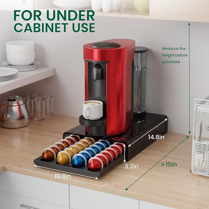 Coffee Pods Storage for Nespresso Vertuo Capsules Organizer, with Arcylic Top & Plastic Drawer, Holds 40 Pods