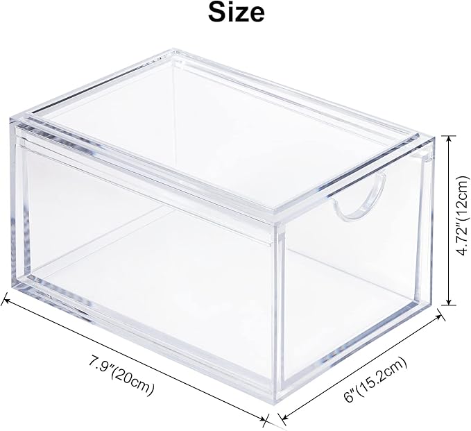 Boxalls 2 Pack Acrylic Stackable Storage Drawers Makeup Organizer, 20% Thicker Clear Bathroom Organizers for Cosmetics, Skin Care, Hair Accessories, Beauty, Vanity, Countertop and Dresser