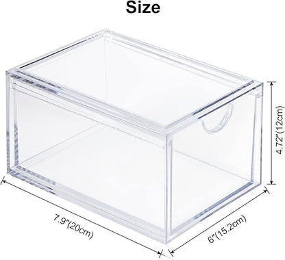 Boxalls 2 Pack Acrylic Stackable Storage Drawers Makeup Organizer, 20% Thicker Clear Bathroom Organizers for Cosmetics, Skin Care, Hair Accessories, Beauty, Vanity, Countertop and Dresser